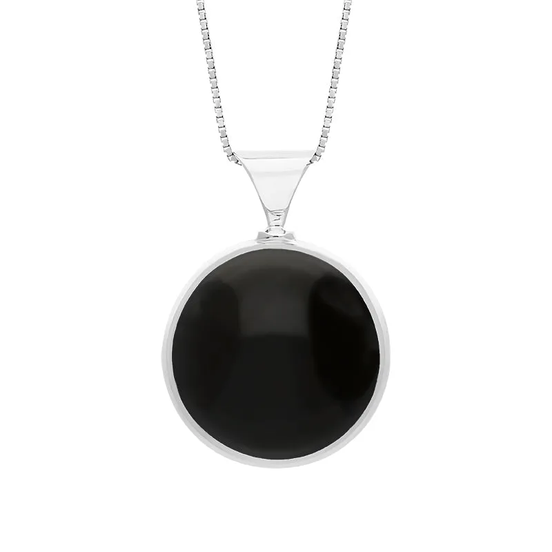 Sterling Silver Blue John Whitby Jet Queens Jubilee Hallmark Double Sided Round Necklace D
