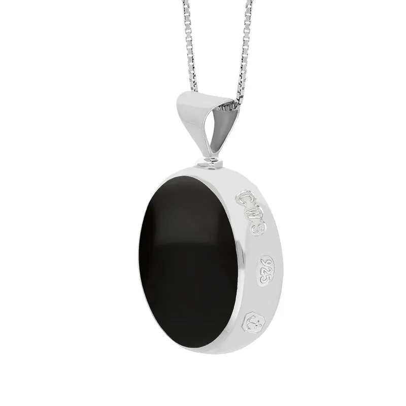 Sterling Silver Blue John Whitby Jet Queens Jubilee Hallmark Double Sided Round Necklace D