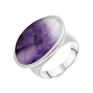 Sterling Silver Blue John Wide Oval Chunky Ring D