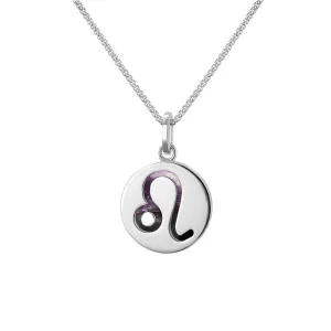 Sterling Silver Blue John  Zodiac Leo Round Necklace