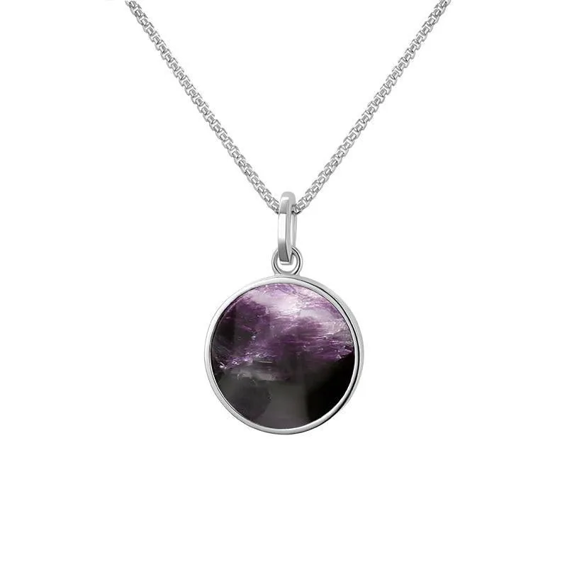 Sterling Silver Blue John  Zodiac Libra Round Necklace