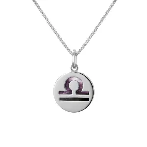 Sterling Silver Blue John  Zodiac Libra Round Necklace