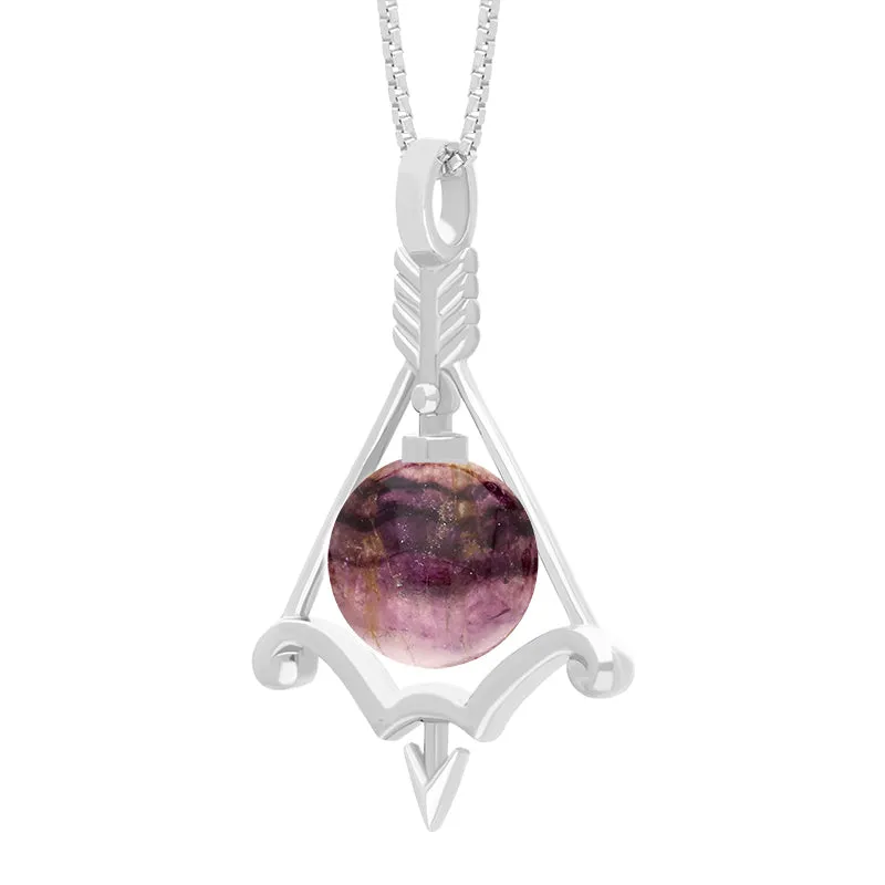Sterling Silver Blue John Zodiac Sagittarius 8mm Bead Pendant