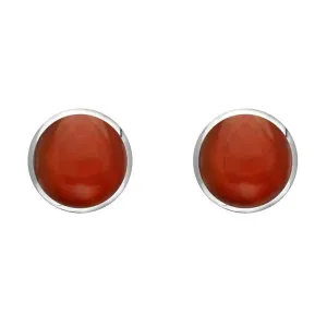 Sterling Silver Carnelian 6mm Classic Medium Round Stud Earrings