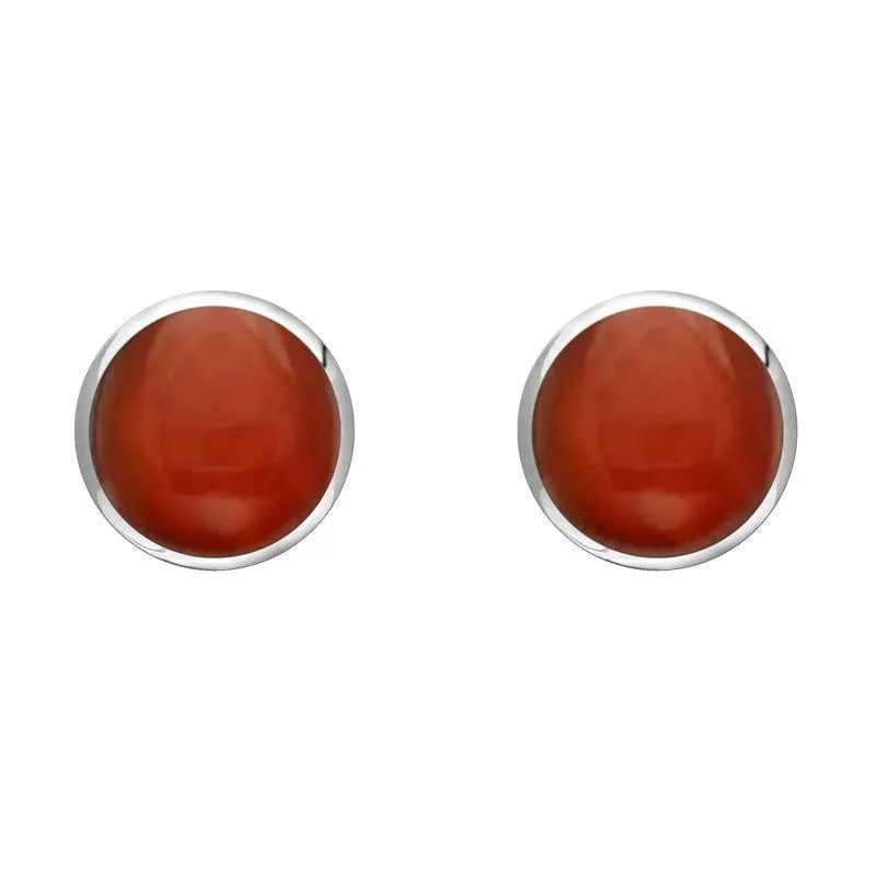 Sterling Silver Carnelian 6mm Classic Medium Round Stud Earrings