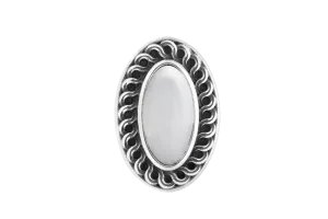 Sterling Silver Carrara Marble Crescent Pin Brooch