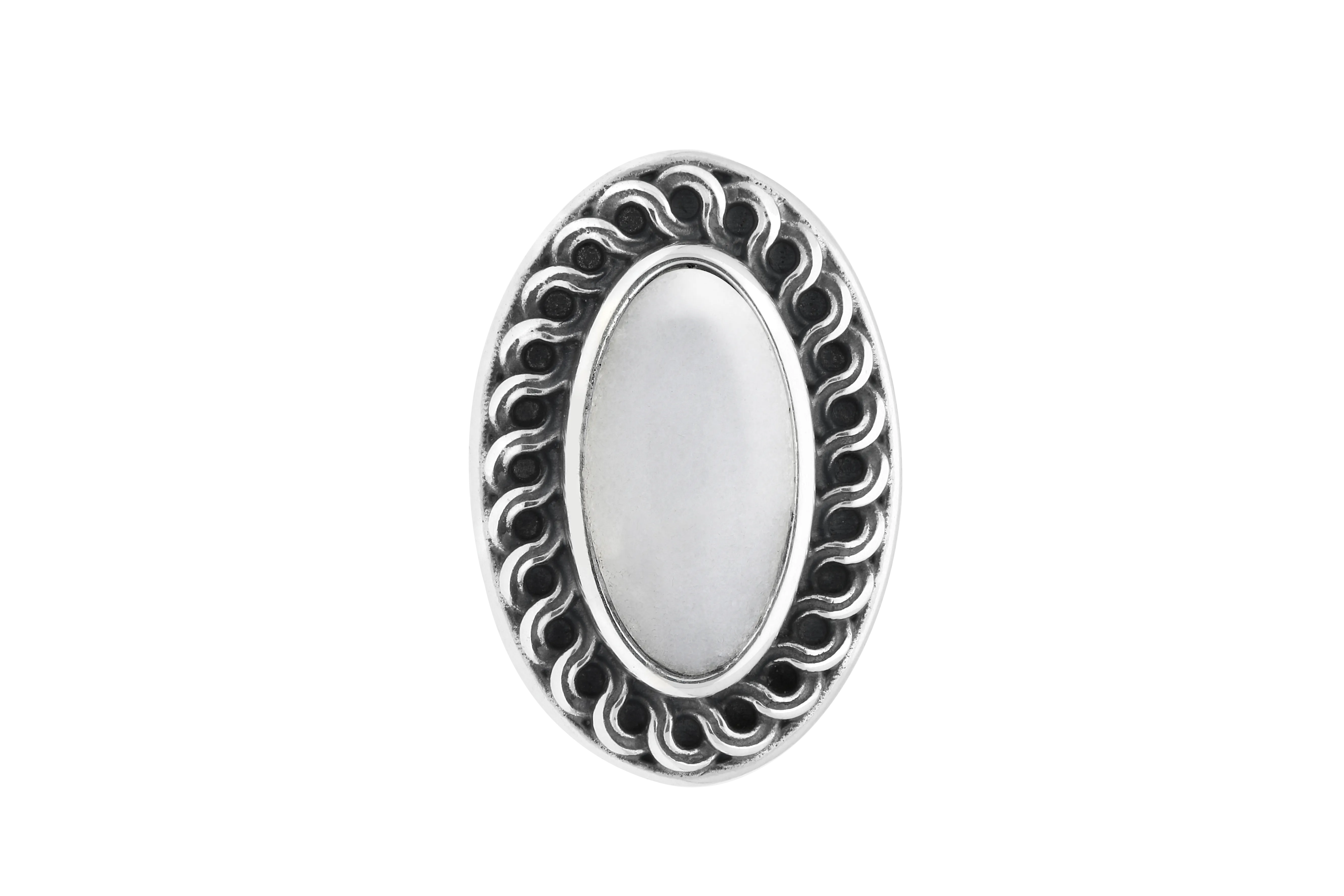 Sterling Silver Carrara Marble Crescent Pin Brooch
