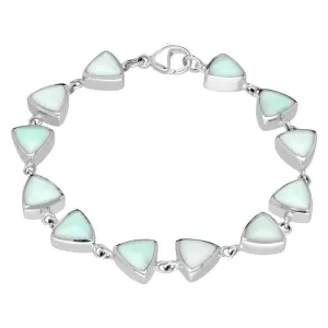Sterling Silver Chrysoprase Curved Triangle Bracelet