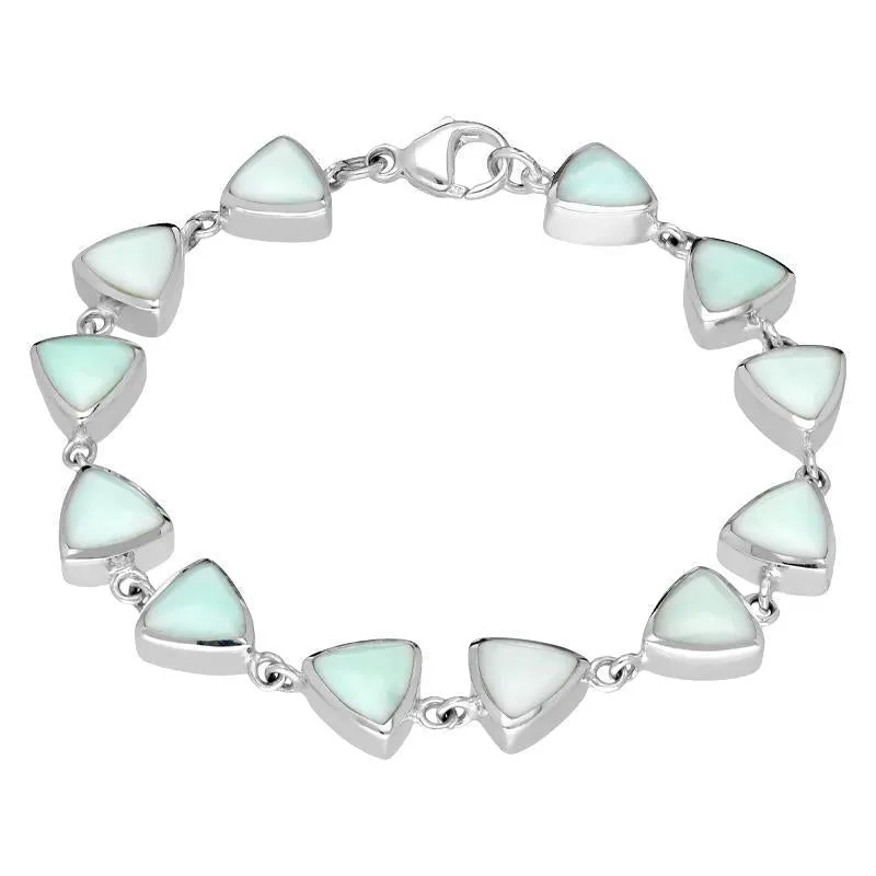 Sterling Silver Chrysoprase Curved Triangle Bracelet
