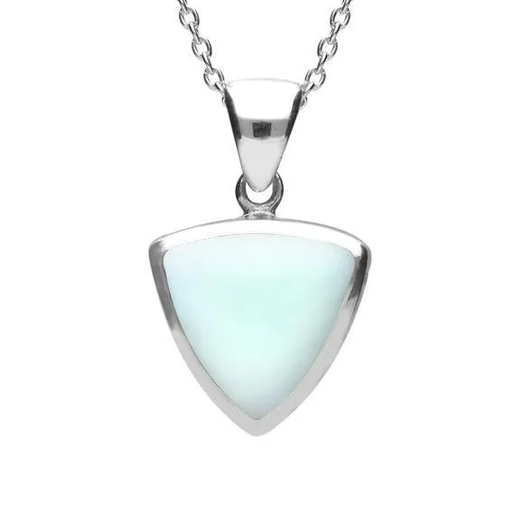 Sterling Silver Chrysoprase Curved Triangle Necklace