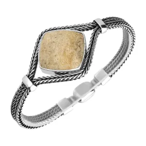 Sterling Silver Coquina Large Cushion Foxtail Bracelet
