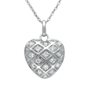 Sterling Silver Cubic Zirconia Double Sided Heart Necklace
