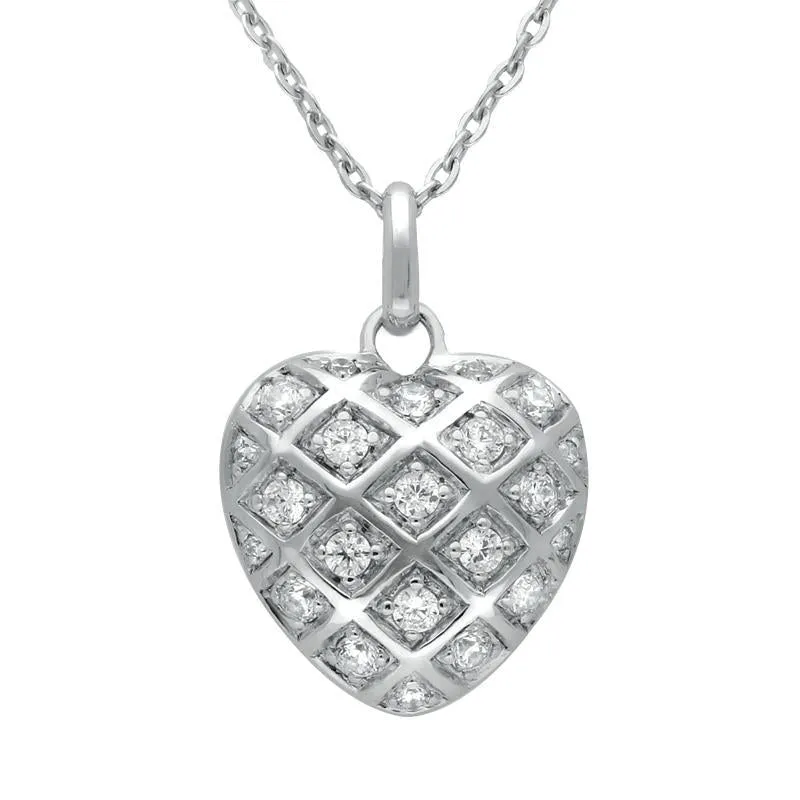 Sterling Silver Cubic Zirconia Double Sided Heart Necklace