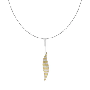 Sterling Silver Curved Long Leaf Dropper Necklace D