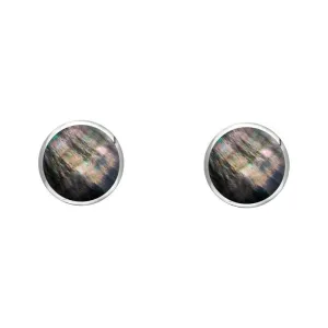 Sterling Silver Dark Mother of Pearl 4mm Classic Small Round Stud Earrings