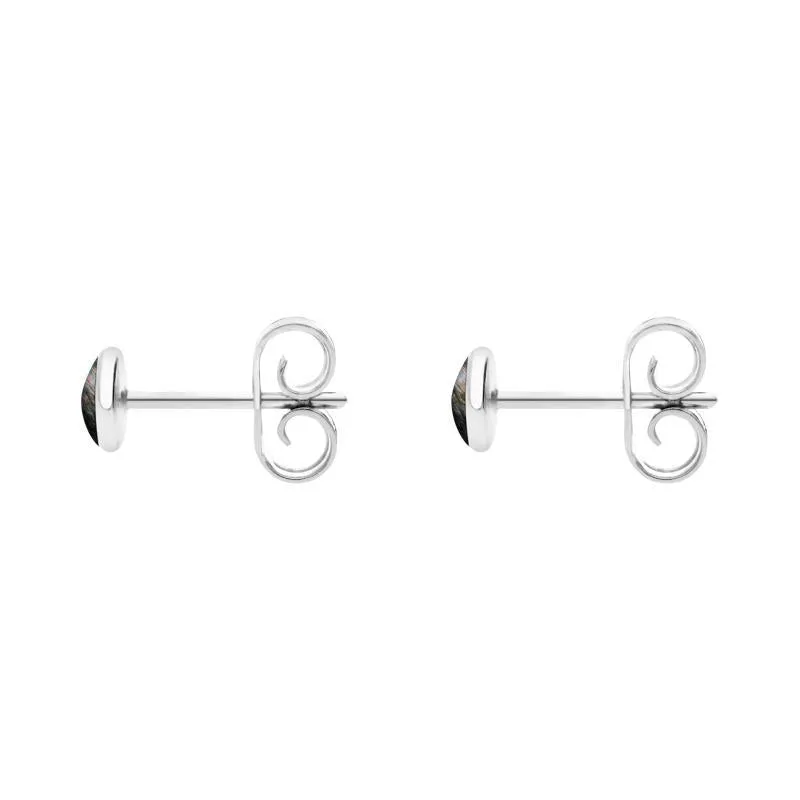 Sterling Silver Dark Mother of Pearl 4mm Classic Small Round Stud Earrings