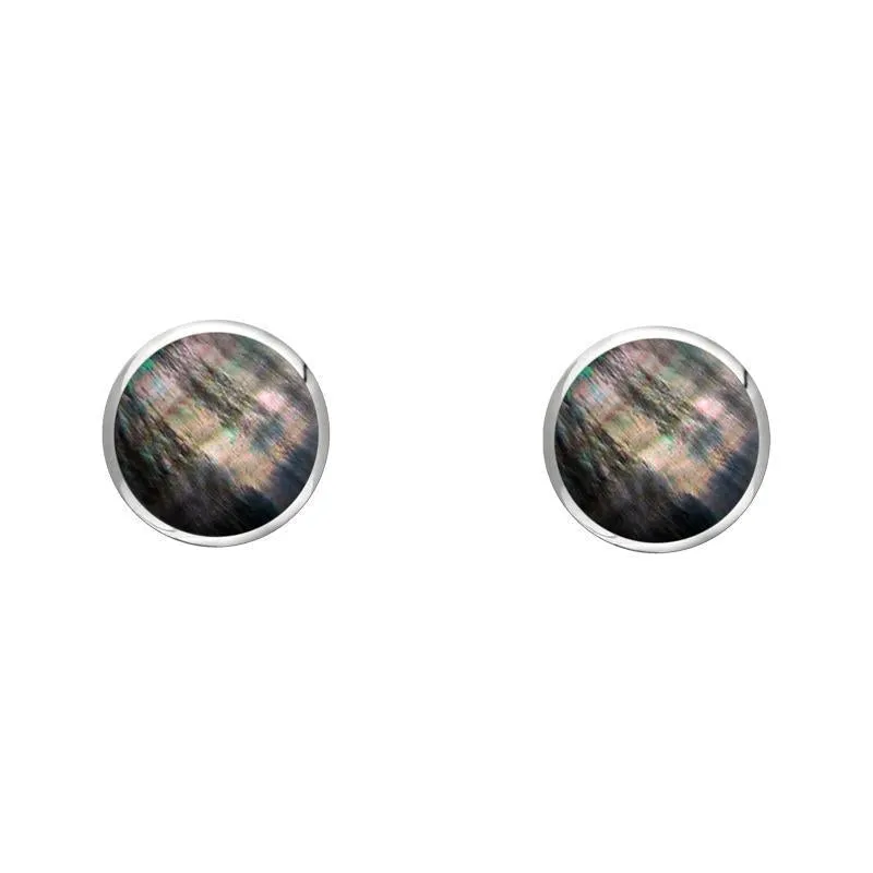 Sterling Silver Dark Mother of Pearl 4mm Classic Small Round Stud Earrings