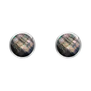 Sterling Silver Dark Mother of Pearl 5mm Classic Small Round Stud Earrings