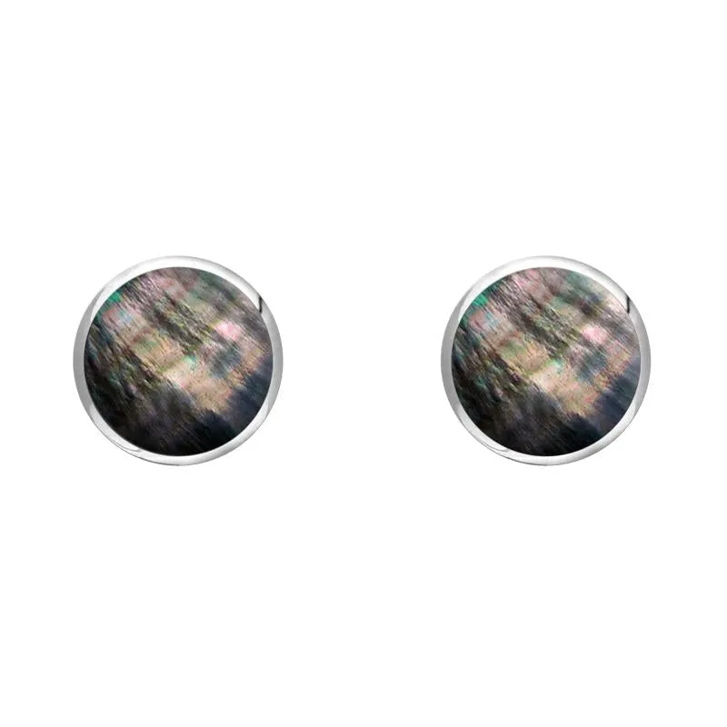 Sterling Silver Dark Mother of Pearl 5mm Classic Small Round Stud Earrings