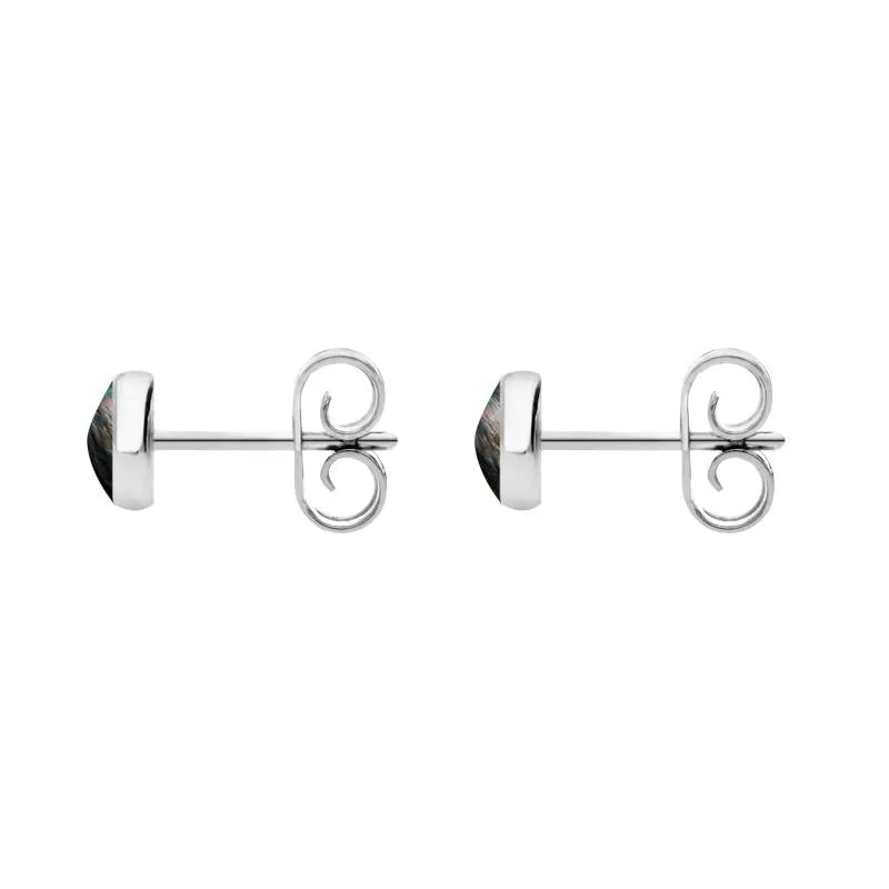 Sterling Silver Dark Mother of Pearl 5mm Classic Small Round Stud Earrings