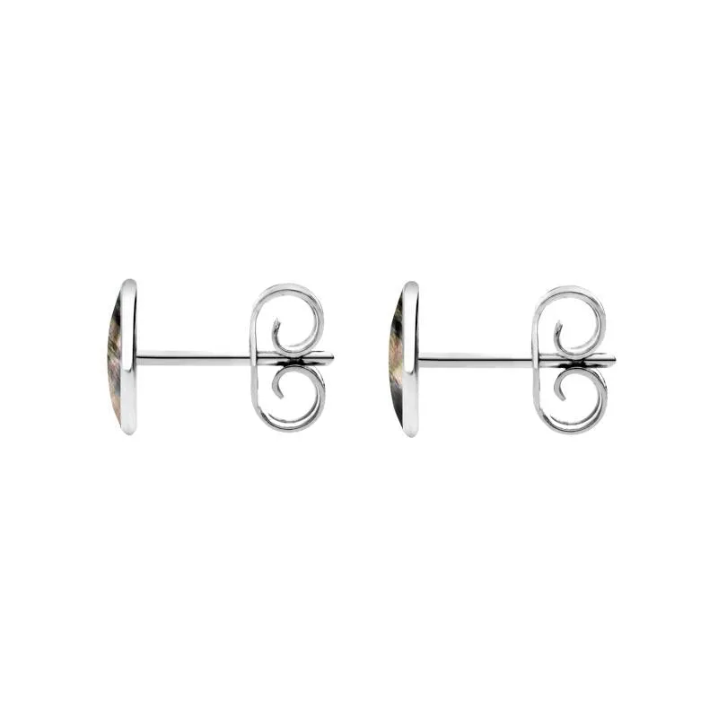 Sterling Silver Dark Mother of Pearl 7 x 5mm Classic Small Oval Stud Earrings