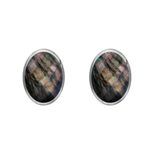 Sterling Silver Dark Mother of Pearl 7 x 5mm Classic Small Oval Stud Earrings