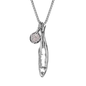 Sterling Silver Emma Stothard Silver Darling Rose Quartz Float Medium Charm Necklace