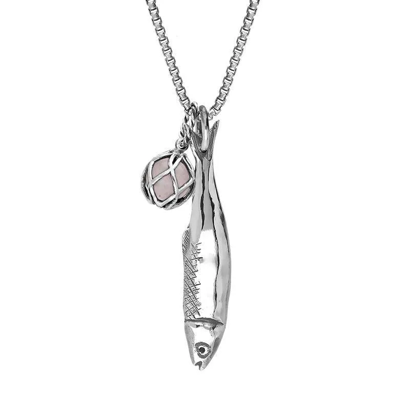 Sterling Silver Emma Stothard Silver Darling Rose Quartz Float Medium Charm Necklace