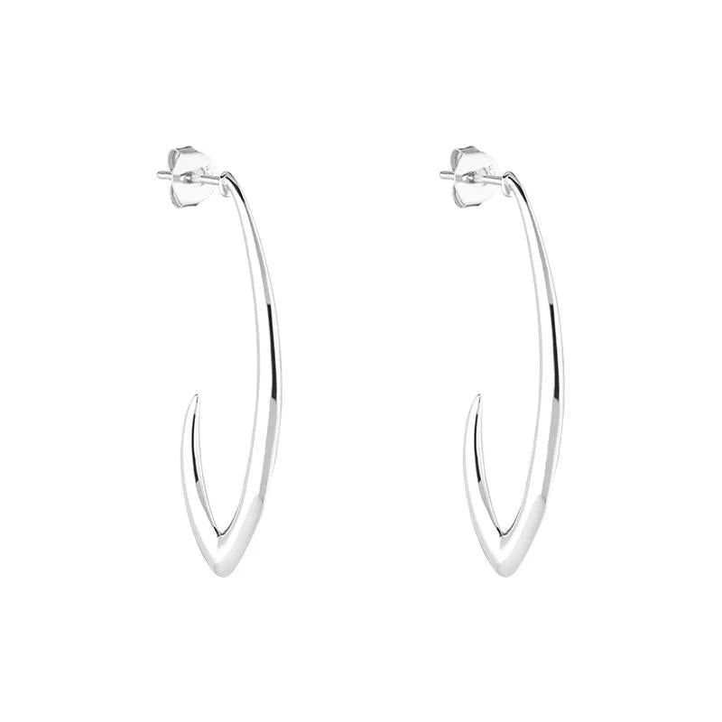 Sterling Silver Fish Hook Style Hoop Earrings