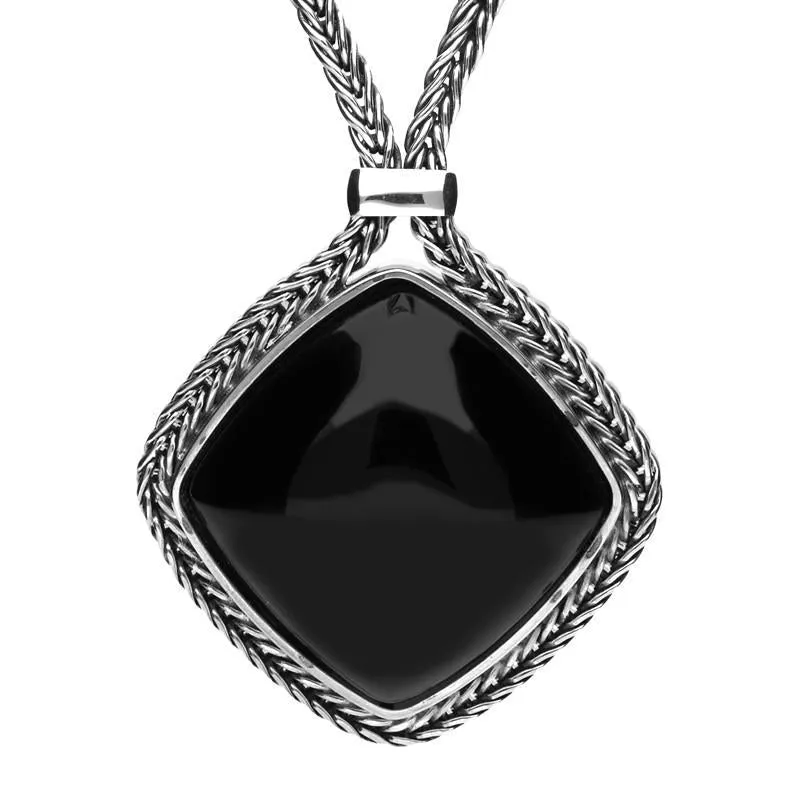 Sterling Silver Foxtail Whitby Jet Cushion Necklace D