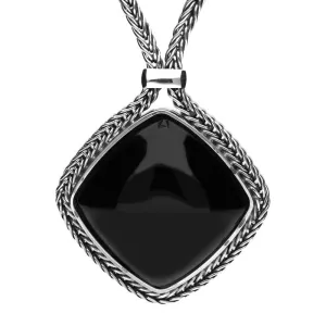 Sterling Silver Foxtail Whitby Jet Cushion Necklace D