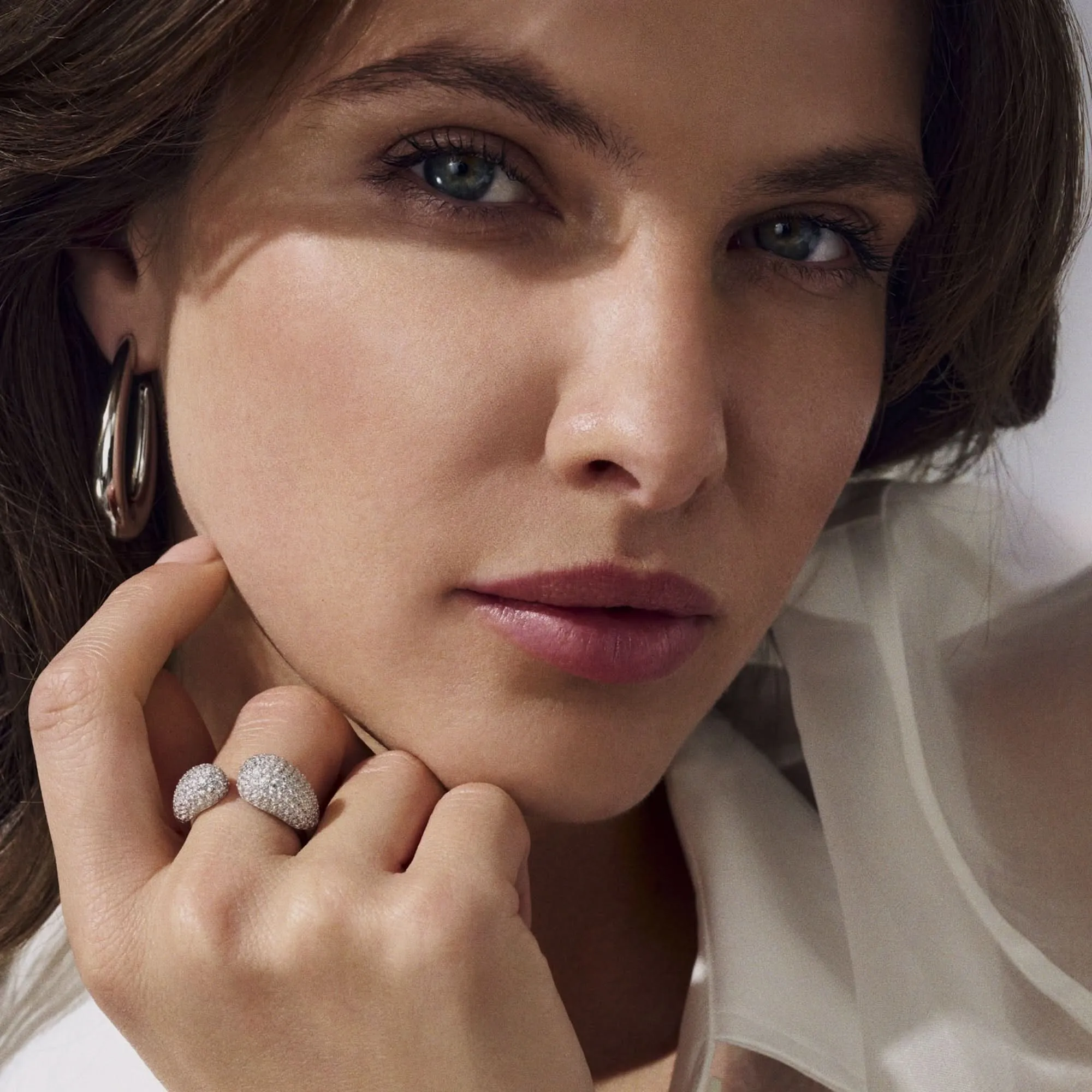 Sterling Silver Goccia Ring SJ-R2481-CZ