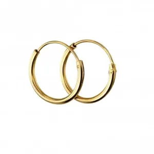 Sterling Silver Gold Plated H041 Plain Hoop Earrings H251