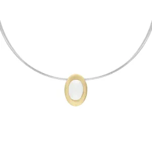 Sterling Silver Gold Plated Moonstone Oval Necklace D