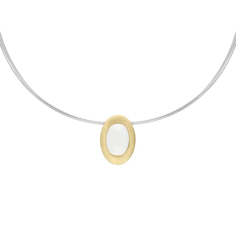Sterling Silver Gold Plated Moonstone Oval Necklace D