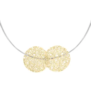 Sterling Silver Gold Plated Open Wire Double Disc Necklace D
