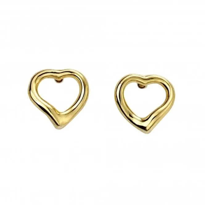 Sterling Silver Gold Plated Sml Open Heart Stud Earrings E5860