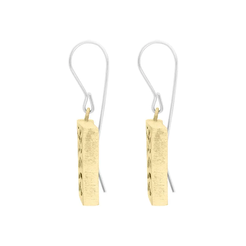 Sterling Silver Gold Plated Square Cut Out Earrings D