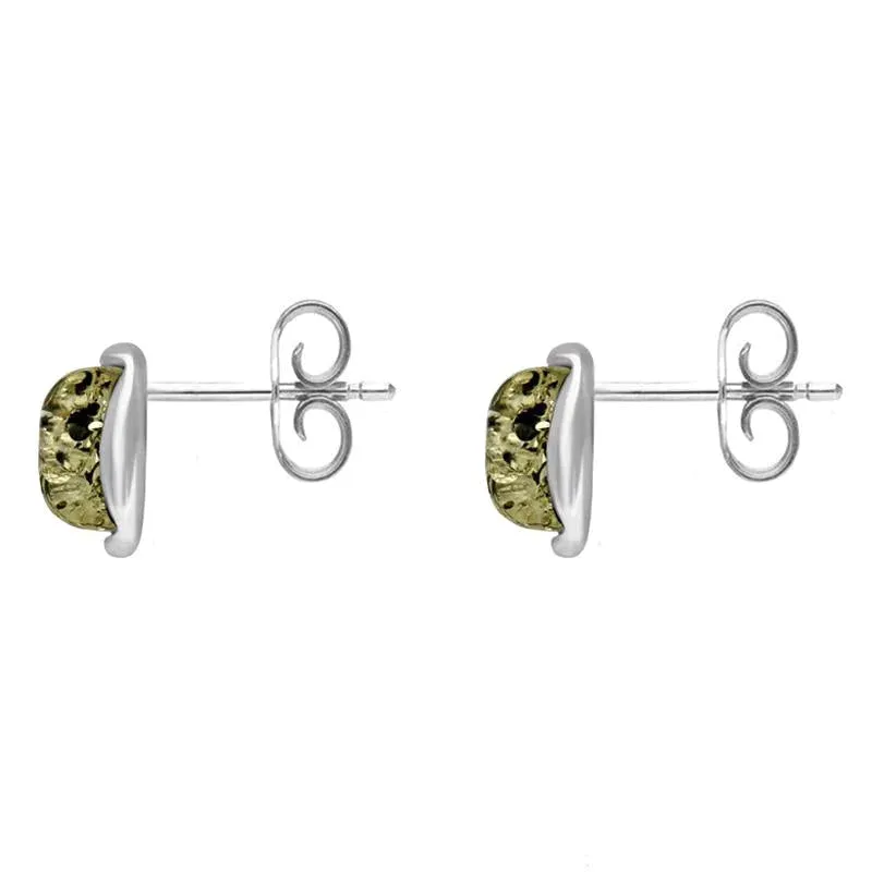 Sterling Silver Green Amber Square Stud Earrings