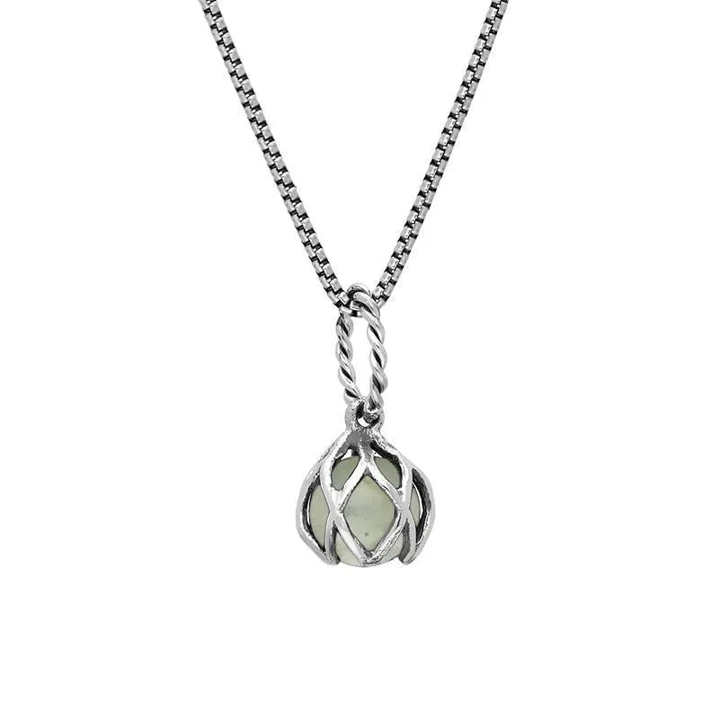 Sterling Silver Green Quartz Emma Stothard Silver Darling 6mm Float Charm Necklace