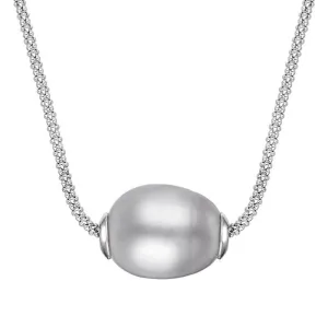 Sterling Silver Grey Baroque  Single Pearl Bead Necklace
