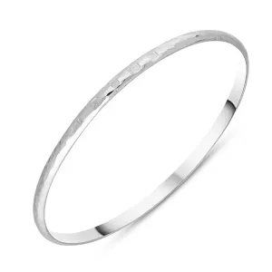 Sterling Silver Hallmark 4mm Hammered Bangle