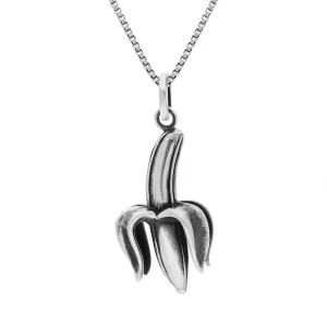 Sterling Silver House & Garden Oxidised Open Banana Large Pendant D