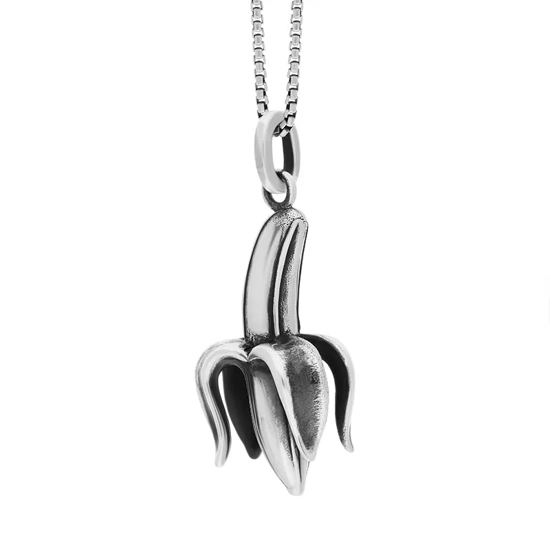 Sterling Silver House & Garden Oxidised Open Banana Large Pendant D