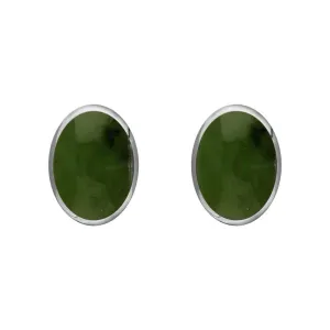 Sterling Silver Jade 7 x 5mm Classic Small Oval Stud Earrings
