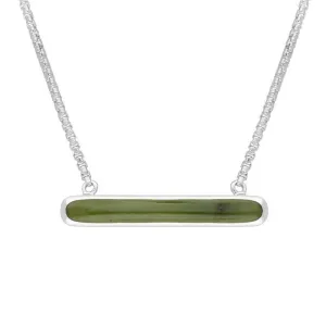 Sterling Silver Jade Lineaire Oval Pendant Necklace