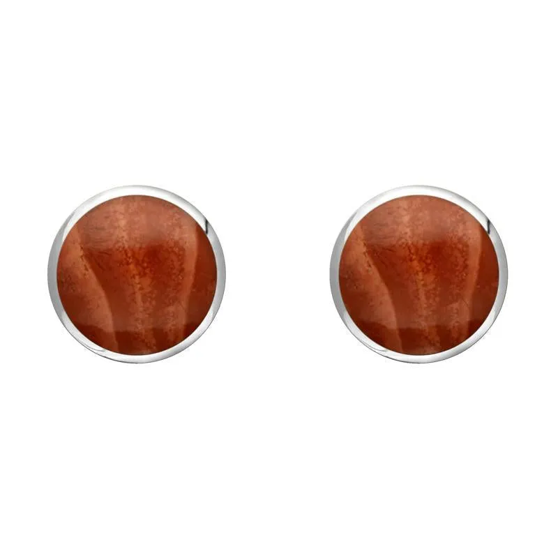Sterling Silver Jasper 6mm Classic Medium Round Stud Earrings