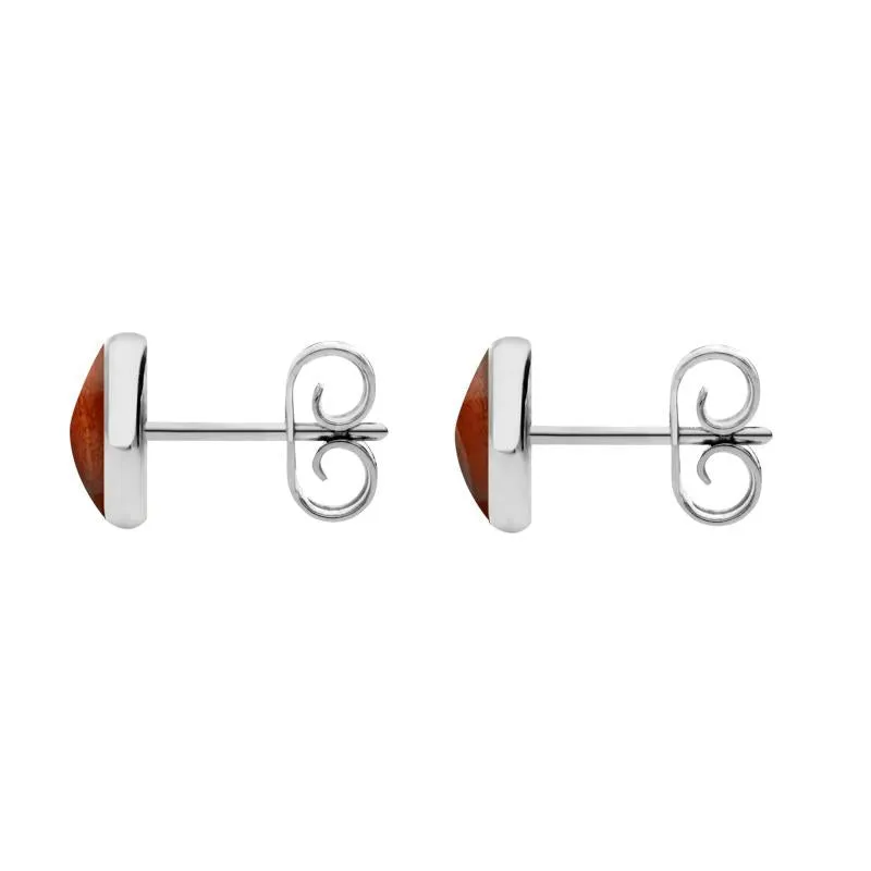 Sterling Silver Jasper 6mm Classic Medium Round Stud Earrings