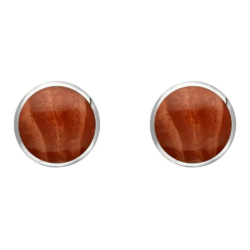 Sterling Silver Jasper 8mm Classic Large Round Stud Earrings