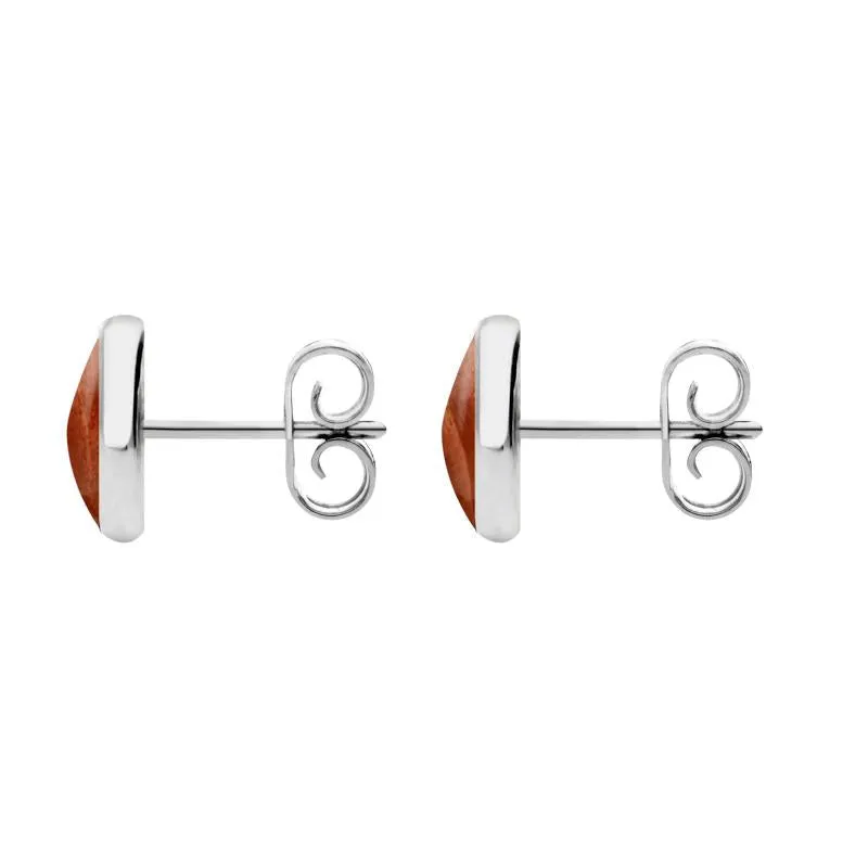Sterling Silver Jasper 8mm Classic Large Round Stud Earrings